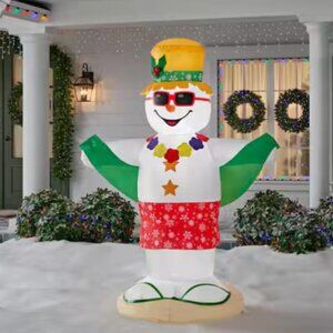 6 Ft Animated Snowman Toweling Off Christmas Inflatable LED Shivers Shakes NEW